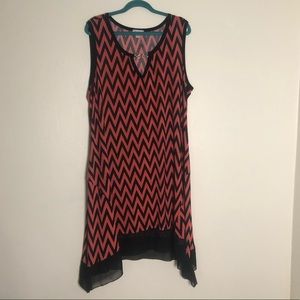 Black Pink Zigzag Jersey Knit Dress